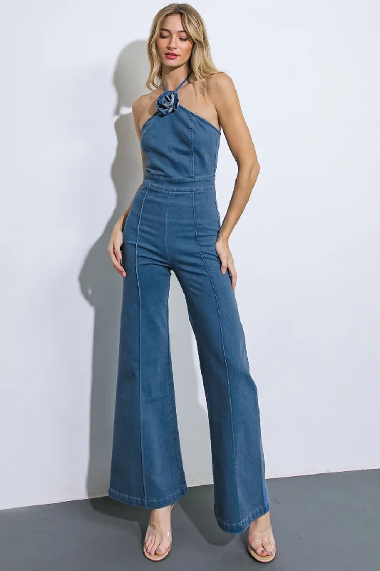 CALL ME LOVELY DENIM JUMPSUIT Elegant Women's Formal 