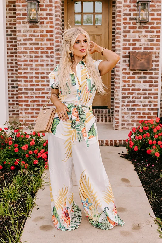 Tropical Tour Jumpsuit in White Curves Sleek Women's Metallic