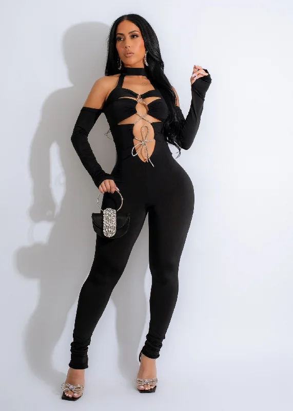 Dream Girl Rhinestones Jumpsuit Black Vacation