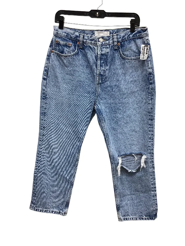 Jeans Straight By Topshop In Blue Denim, Size: 10 Earthy Women's Hemp - based