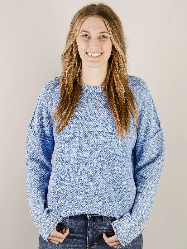 Blue Mineral Washed Sweater Geometric