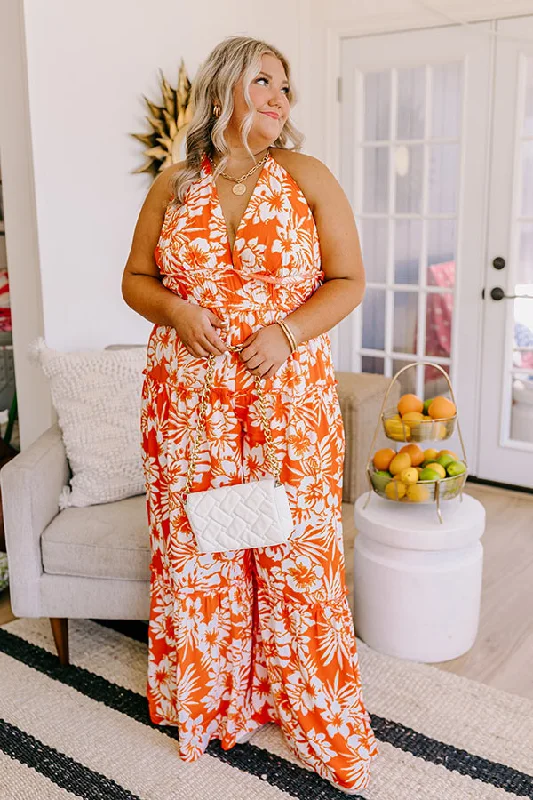 Honolulu Vacay Floral Jumpsuit Curves Classic Women's Pin - striped