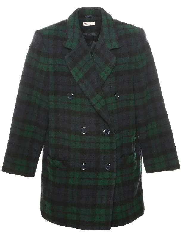 Tartan Wool Coat - L Sophisticated Women's Tailored