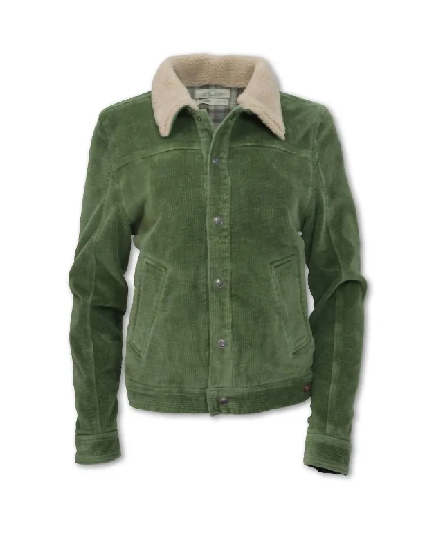 Stretch Corduroy Jacket In Olive Earthy Women's 