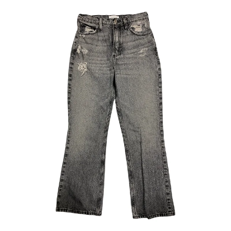 Jeans Straight By Frame In Black Denim, Size: 0 Athletic Women's High - 