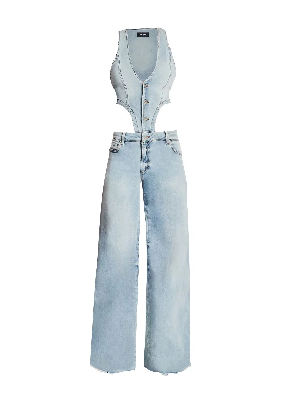 Dallas Denim Jumpsuit Unique Women's Upcycled