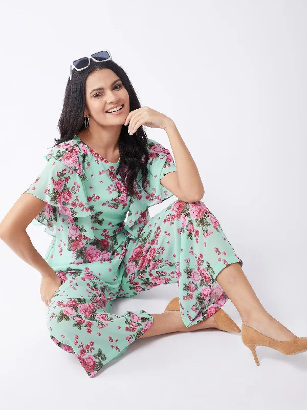 Pastel Printed Floral Jumpsuit Australian Beach