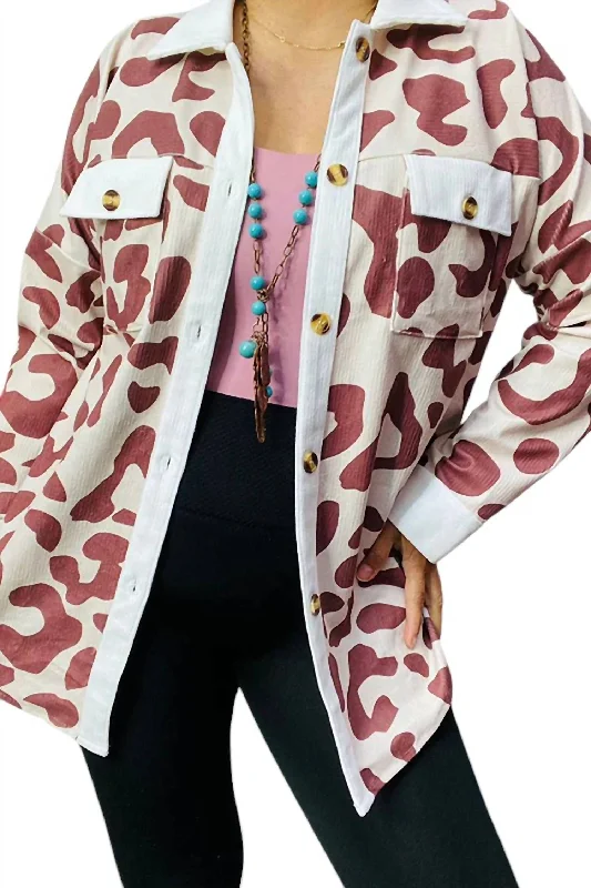 Cowprint Jacket In Brown/white Cashmere