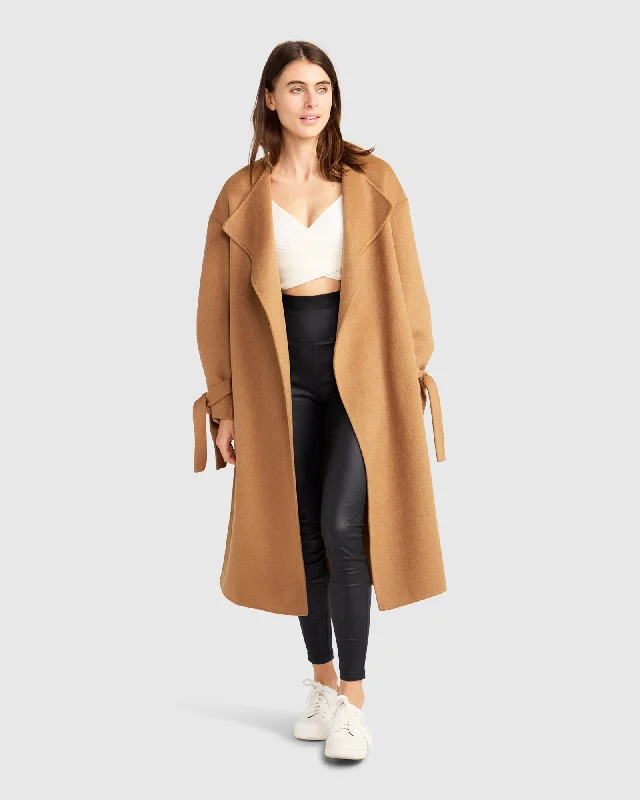 Head Over Heels Collarless Robe Coat Cashmere