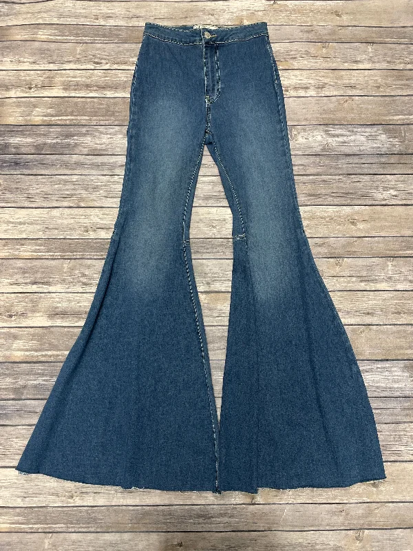 Jeans Wide Leg By Free People In Black, Size: 0 Geometric