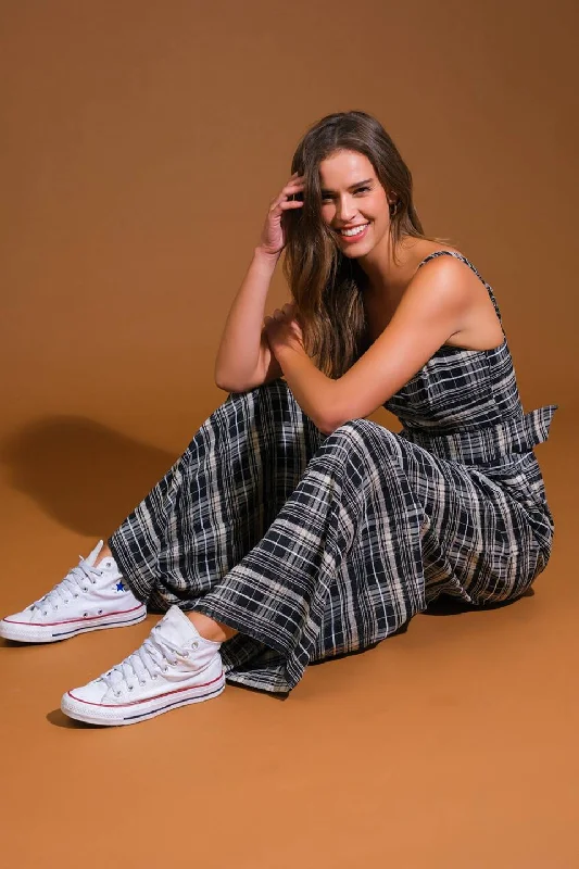 SAND DUNE WOVEN PLAID JUMPSUIT Youthful Women's Anime - inspired