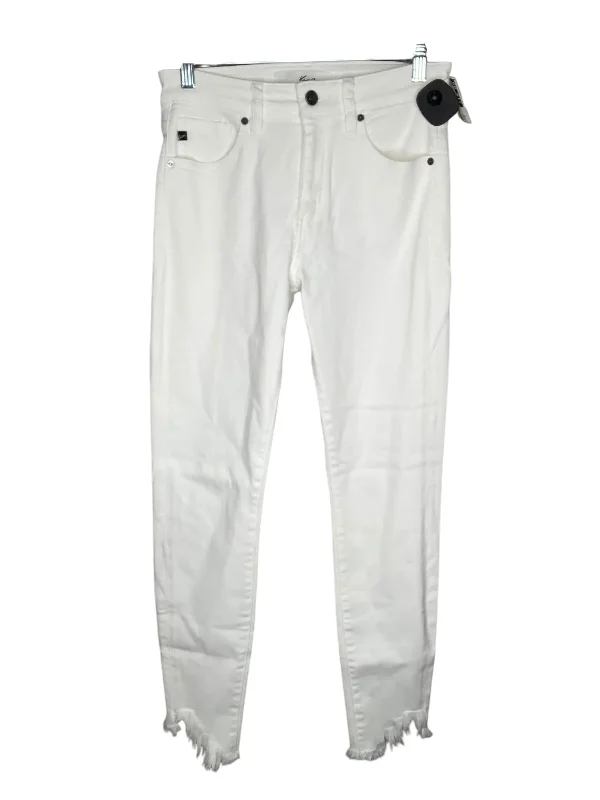 Jeans Boyfriend By Clothes Mentor In White, Size: 6 Geometric