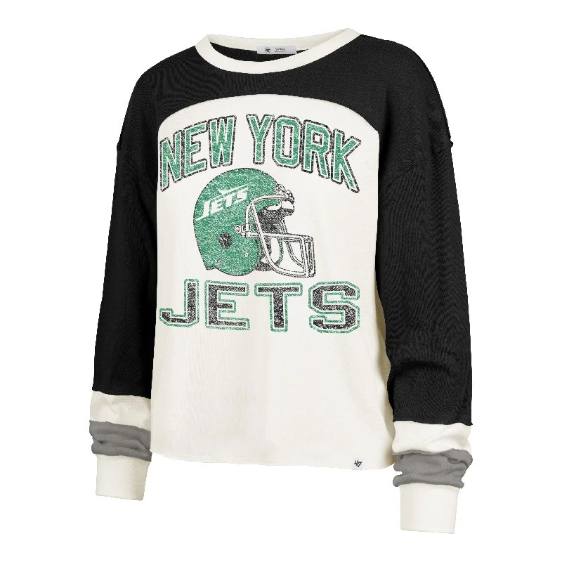 NEW YORK JETS HISTORIC GRIDIRON CURVE '47 TONI LONG SLEEVE TEE WOMENS Dapper Women's 1920S NEW YORK JETS HISTORIC GRIDIRON CURVE '47 TONI LONG SLEEVE TEE WOMENS Dapper Women's 1920S