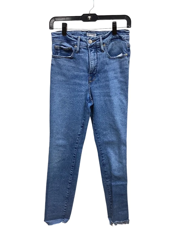 Jeans Straight By Good American In Blue Denim, Size: 6 Sleek Women's Metallic