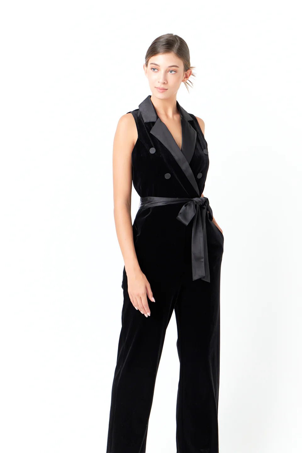 Sleeveless Velvet Jumpsuit Elegant Women's 
