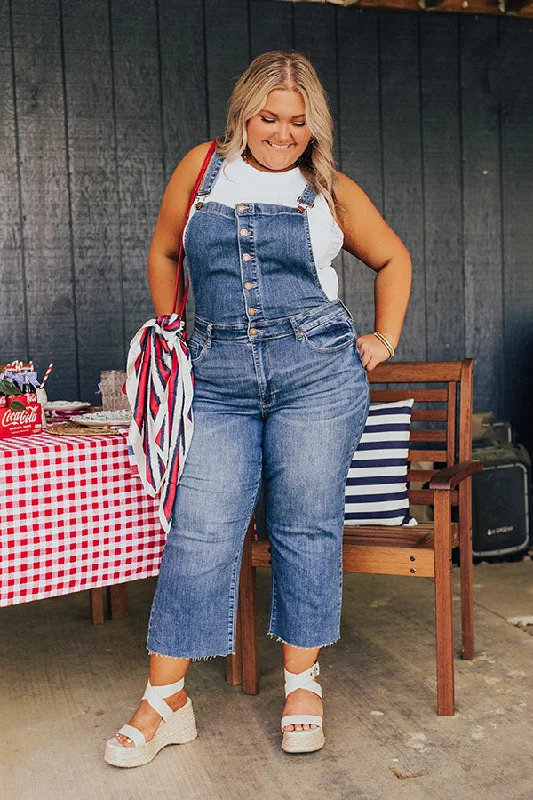 Judy Blue Bella Crop Overalls Curves Compression