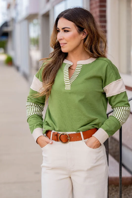 Hint Of Stripes Raw Stitched Tee Tough Women's Military - inspired