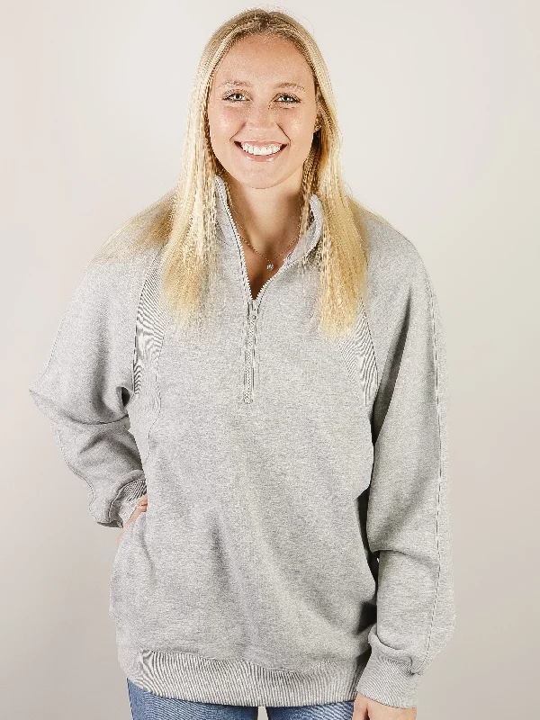 Heather Grey 1/4 Zip Sweatshirt Modern Women's 