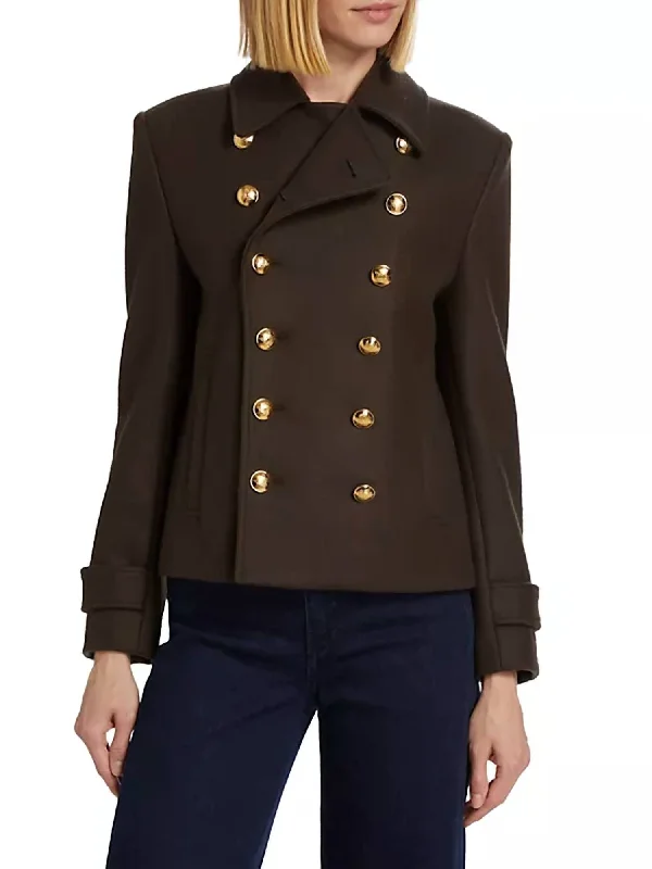 Ornella Cropped Peacoat In Cocoa Feminine Women's Style 