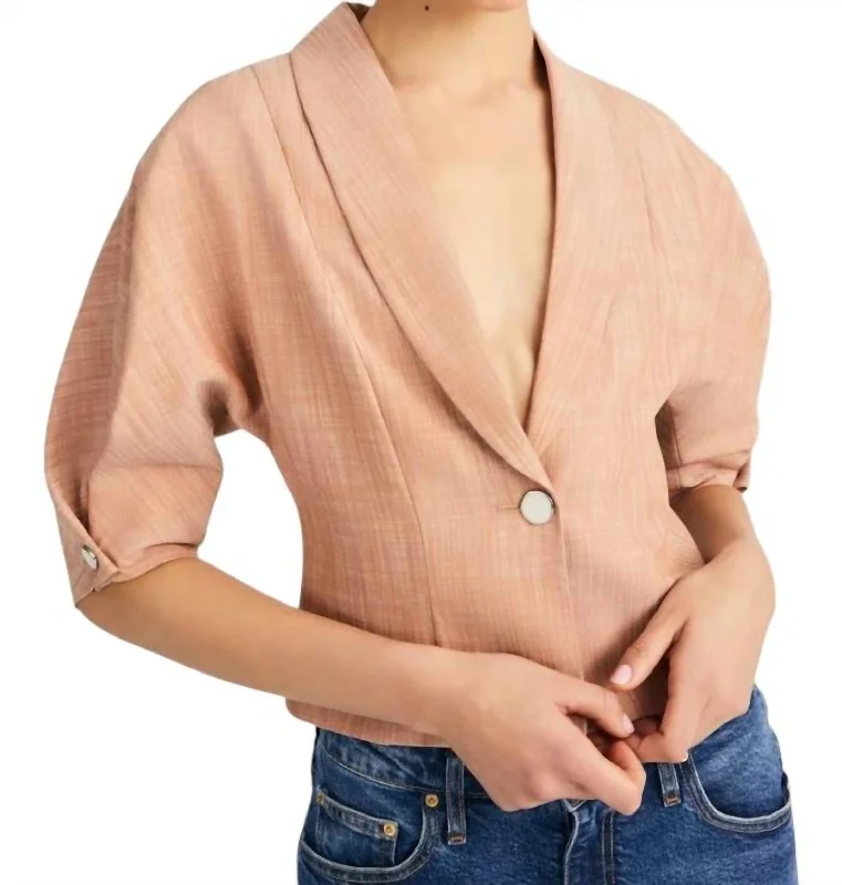 Crosby Gabriel Short Sleeve Jacket In Caramel Dynamic Women's High - energy
