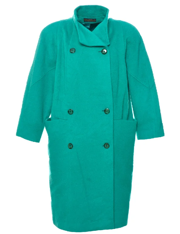 Turquoise Wool Coat - XL Refined Women's Hand - crafted