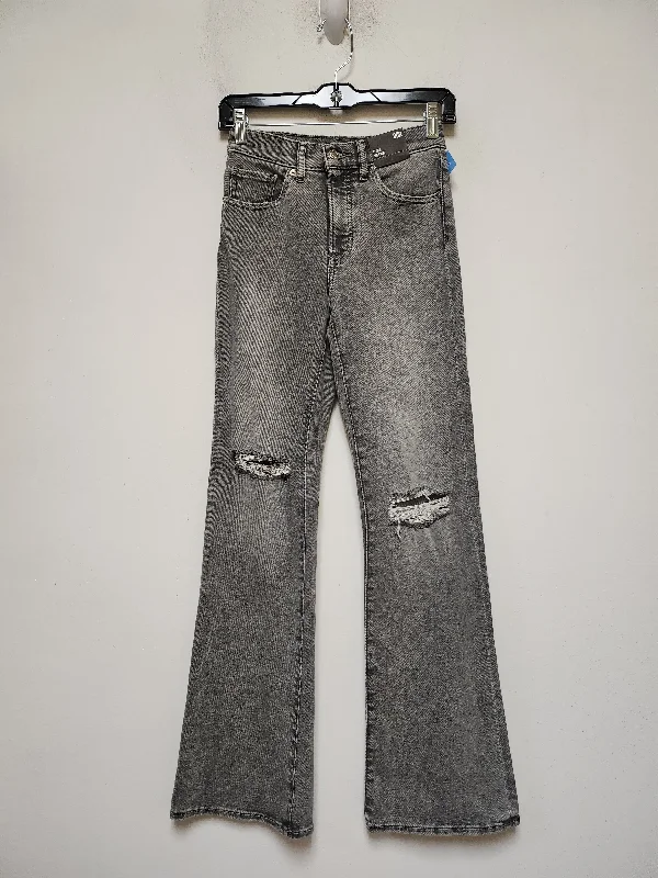 Jeans Flared By Express In Black Denim, Size: 0 Sleek Women's Metallic