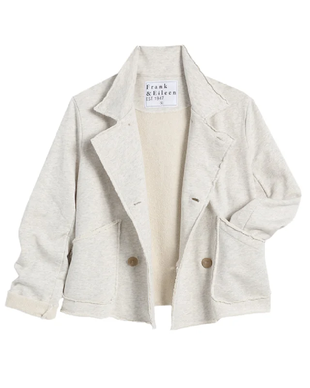 Heather White Melange Mini Belfast Crop Peacoat Edgy Women's Punk