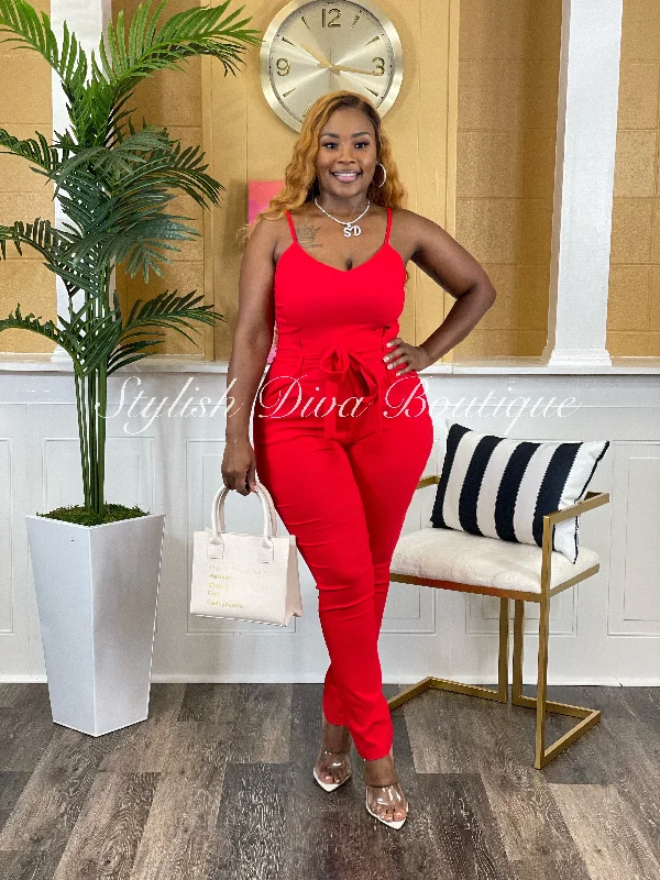 Luxe Diva Jumpsuit (Red) Streetwear Style for 