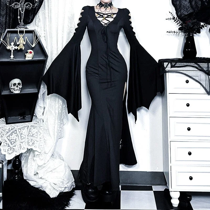 Women's Gothic Cut-out Strappy Maxi Dress Stylish Women's Neon