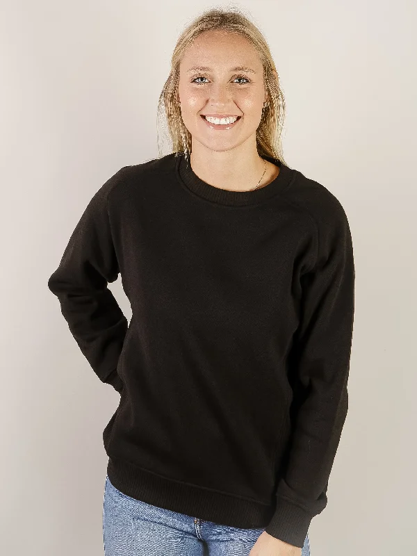 Black Round Neck Fleece Sweatshirt Cashmere