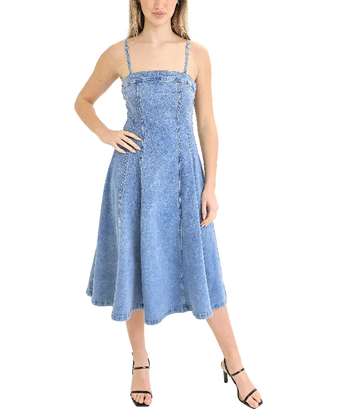 Denim Midi Dress Streetwear Style for 