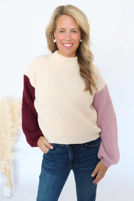 Cindy Sweater- Mauve Combo Compression