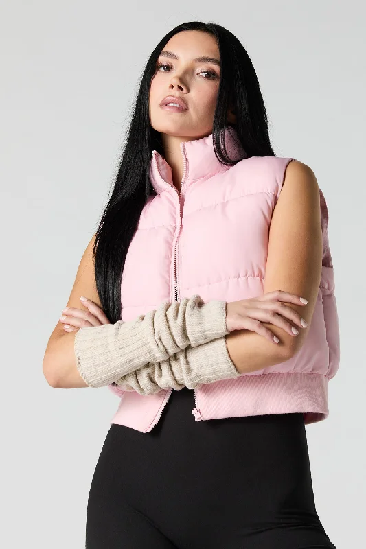 Cropped Puffer Vest Minimalist Women's Casual