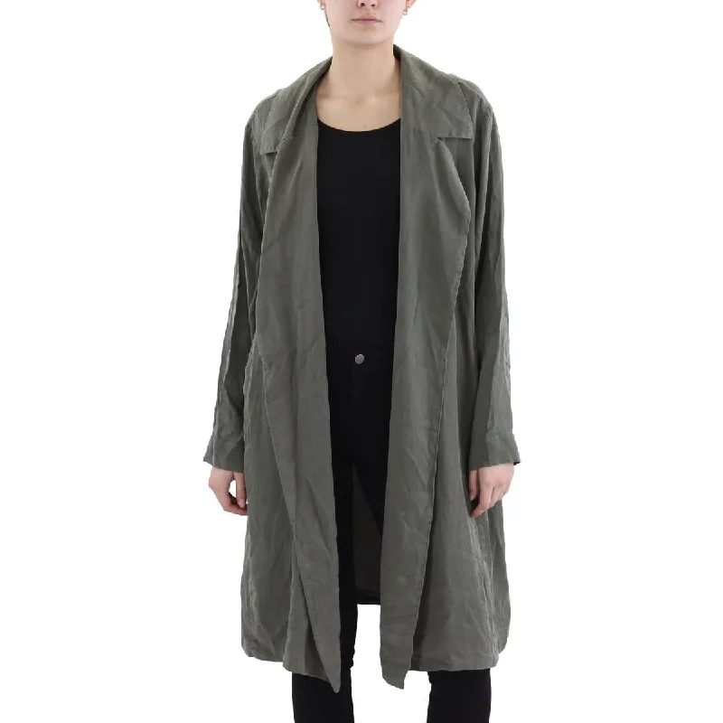 Womens Pocket Wear to work Trench Coat Dapper Women's Bow - adorned