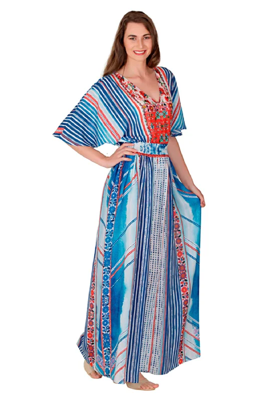 Kimono Sleeve Maxi Dress Practical Women's Quick - dry