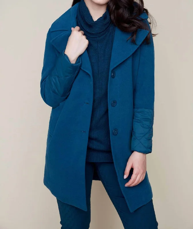 Convertable Pea Coat In Lagooon (Teal) European