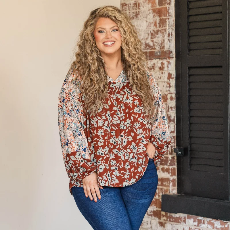 You Set Me Free Top, Rust Casual Women's Loose - fitting