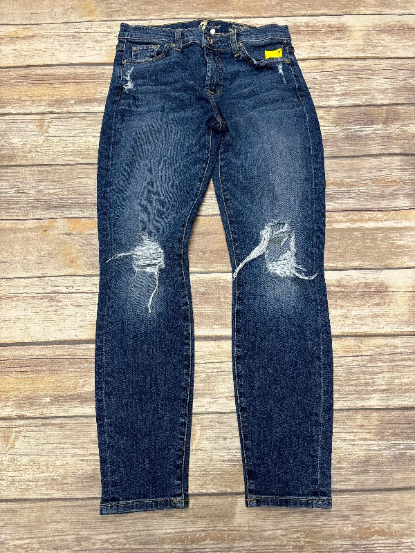 Jeans Skinny By 7 For All Mankind In Blue Denim, Size: 4 Polished Women's Silk