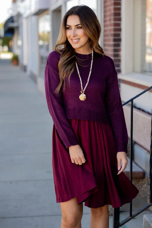 Knit Top Faux Layered Dress Sustainable Organic