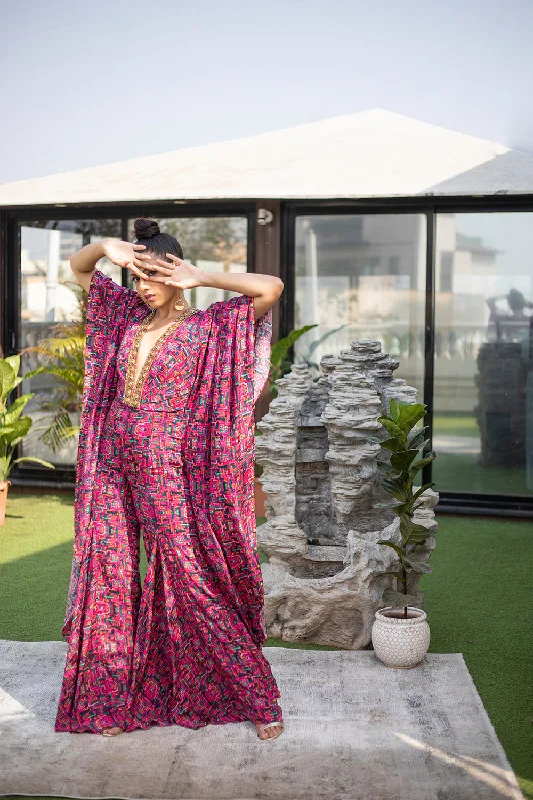 Pink Kaftan Jumpsuit Refined Women's Hand - crafted