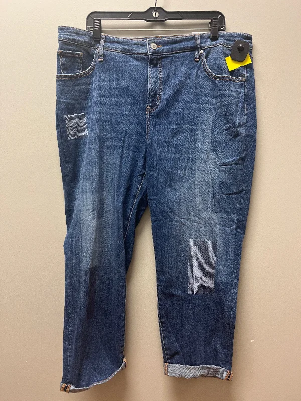 Jeans Straight By Chicos In Blue Denim, Size: 18 Minimalist Women's Casual