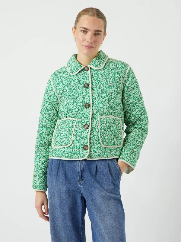 Rinna Quilted Jacket (Bright Green) Artistic Women's Hand - painted