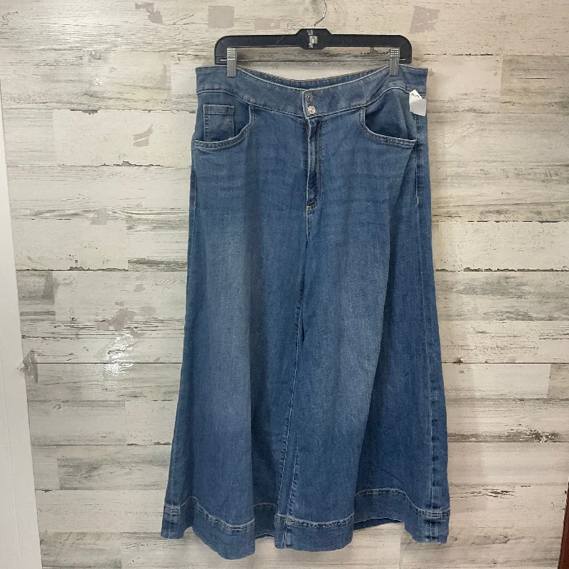 Jeans Wide Leg By Chicos In Blue Denim, Size: 14 Traditional Women's 