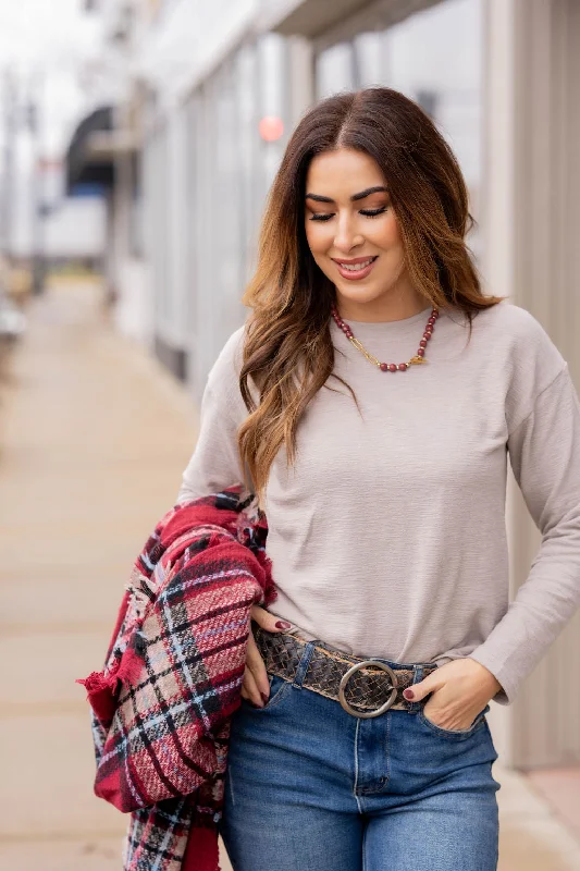 Simple Marled Long Sleeve Tee Relaxed Women's Beachy