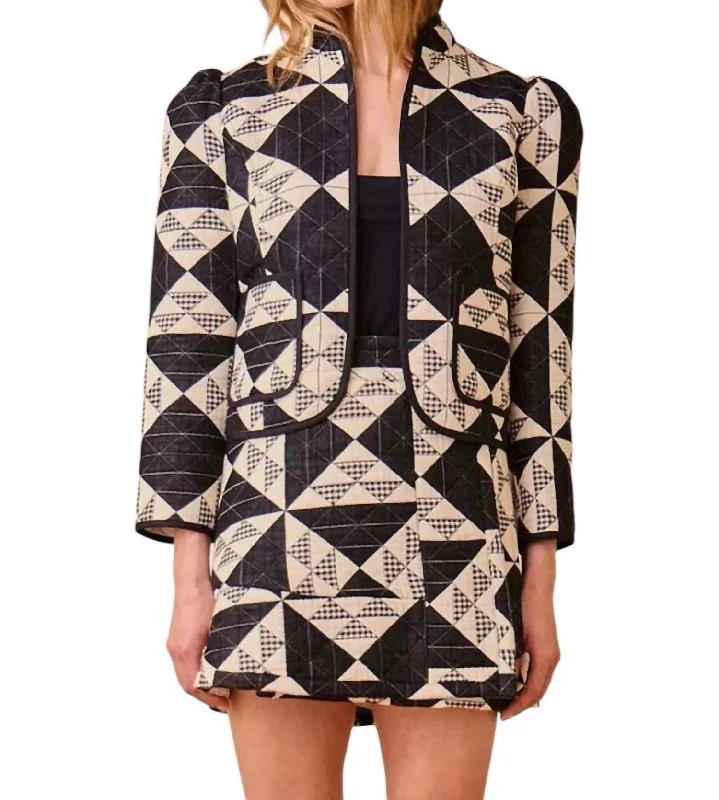Wessex Jacket In Quilted Gingham Casual Women's Loose - fitting