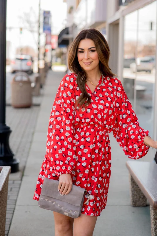 Floating Floral Wrap Top Dress Earthy Women's 
