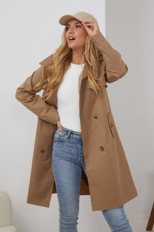 Serafine Trench Coat - Brown Business