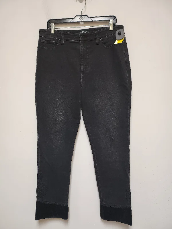 Jeans Straight By Lauren By Ralph Lauren In Black Denim, Size: 12 Sophisticated Women's Tailored