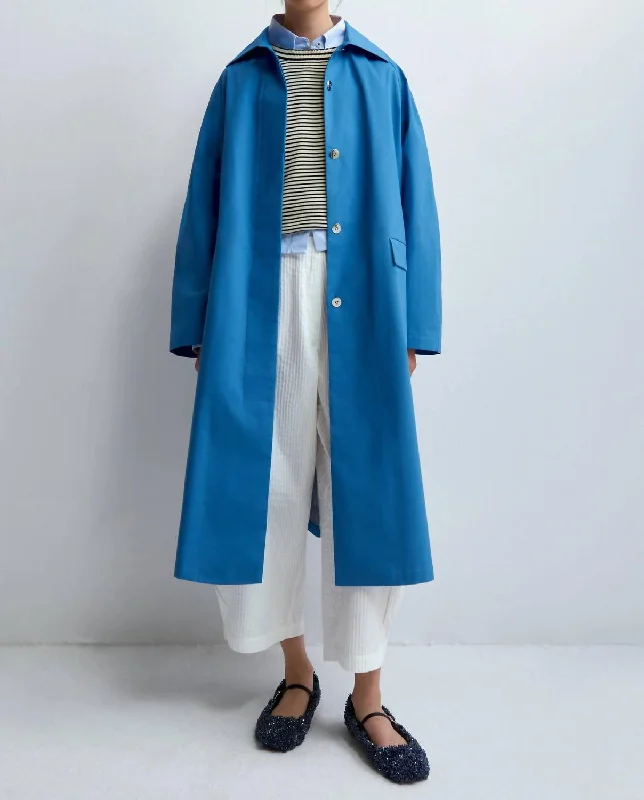 Trench Coat In Cobalto Laid - back Women's Style