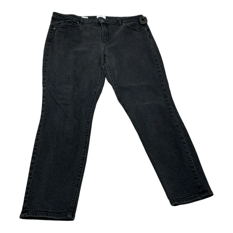 Jeans Skinny By Loft In Black Denim, Size: 16 Compression